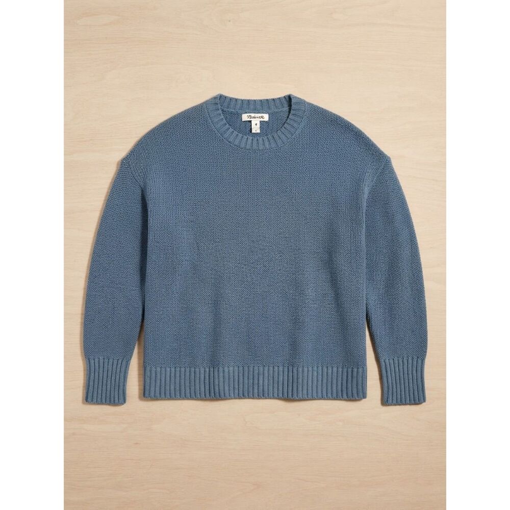 Women's Madewell Textured Dusty Blue Crewneck Pullover Sweater NWT Size S